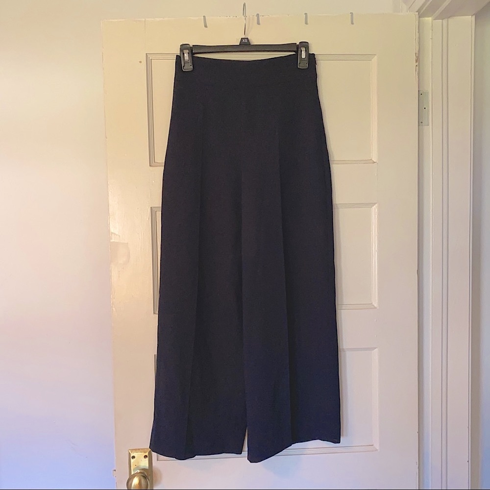 Zara Wide Leg Pants in Navy Blue